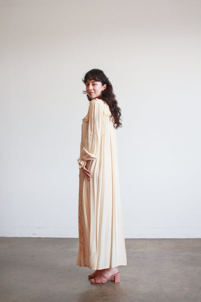 1940s  Beige Rayon Lace Trim Nightgown