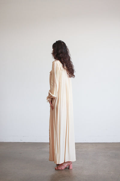 1940s  Beige Rayon Lace Trim Nightgown