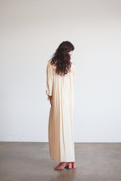 1940s  Beige Rayon Lace Trim Nightgown