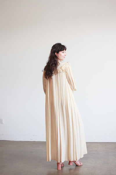 1940s  Beige Rayon Lace Trim Nightgown