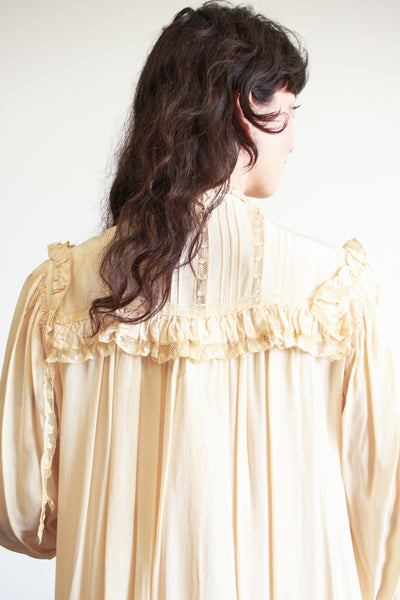 1940s  Beige Rayon Lace Trim Nightgown
