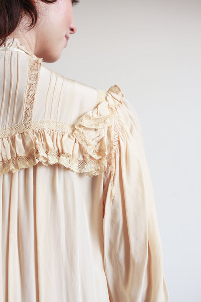 1940s  Beige Rayon Lace Trim Nightgown