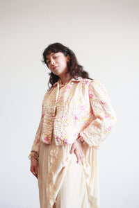 1950s Blush Quilted Floral Bed Jacket