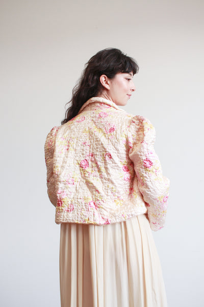 1950s Blush Quilted Floral Bed Jacket