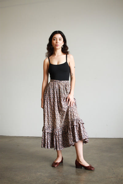 1980s Liberty Print Cotton Midi Skirt