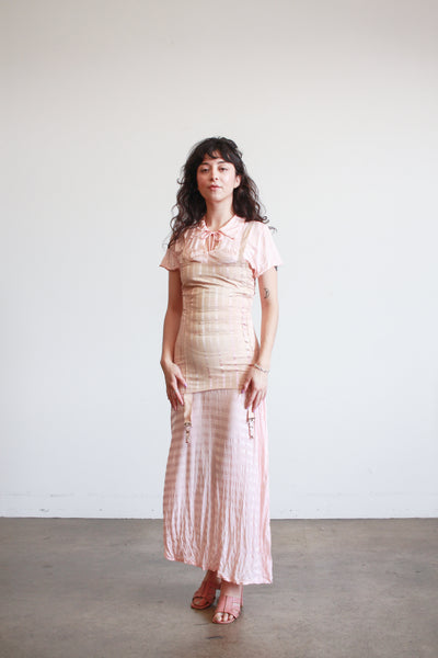 1950s Blush Pink Cotton Girdle Corset