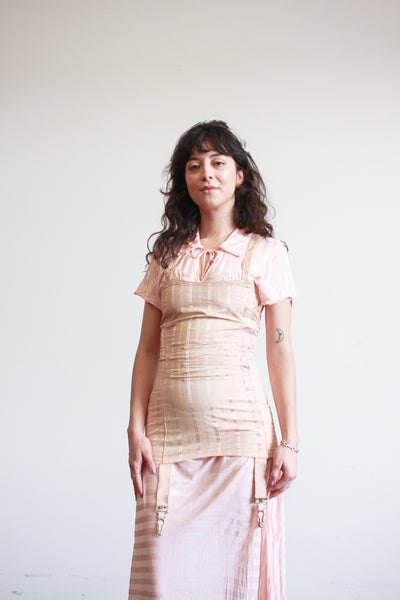 1950s Blush Pink Cotton Girdle Corset