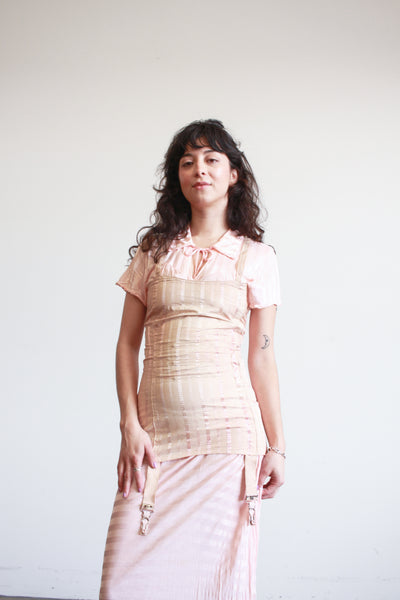 1950s Blush Pink Cotton Girdle Corset