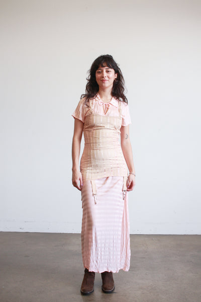 1950s Blush Pink Cotton Girdle Corset