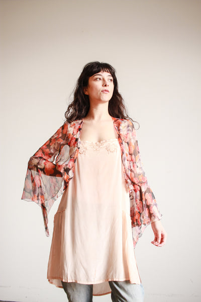 1930s Silk Chiffon Floral Print Jacket