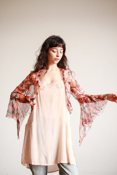 1930s Silk Chiffon Floral Print Jacket