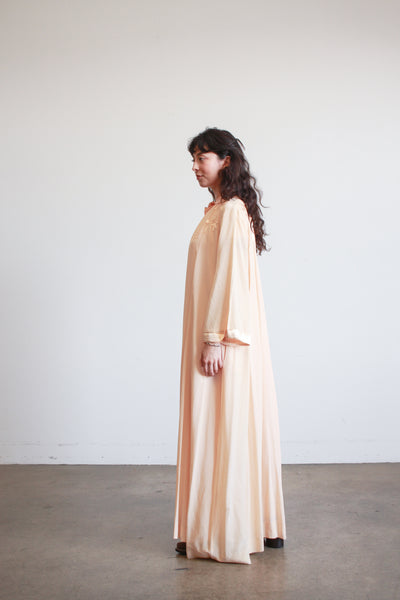 1940s Apricot Silk Appliqué Robe