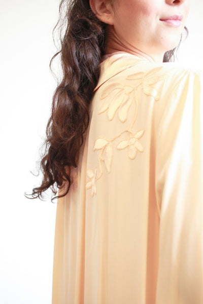 1940s Apricot Silk Appliqué Robe