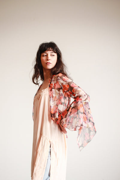 1930s Silk Chiffon Floral Print Jacket