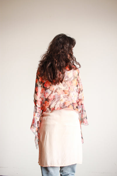 1930s Silk Chiffon Floral Print Jacket