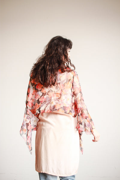 1930s Silk Chiffon Floral Print Jacket