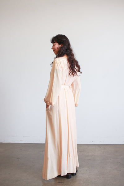 1940s Apricot Silk Appliqué Robe