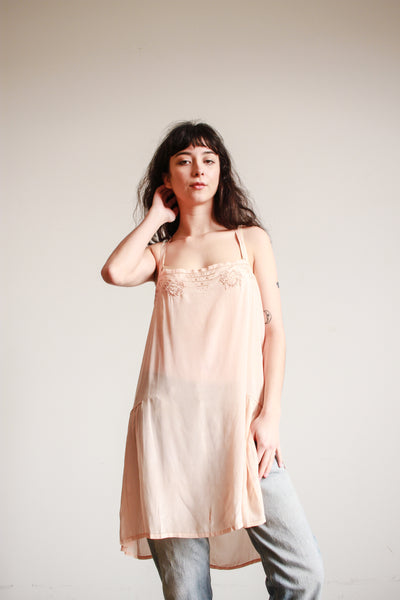 1930s Blush Monogram Silk Slip Dress