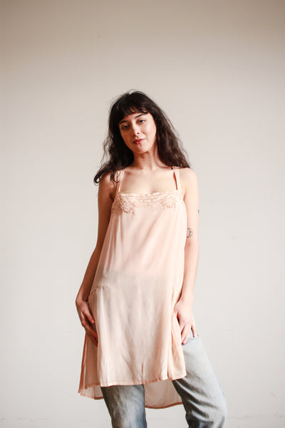 1930s Blush Monogram Silk Slip Dress