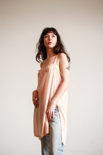 1930s Blush Monogram Silk Slip Dress