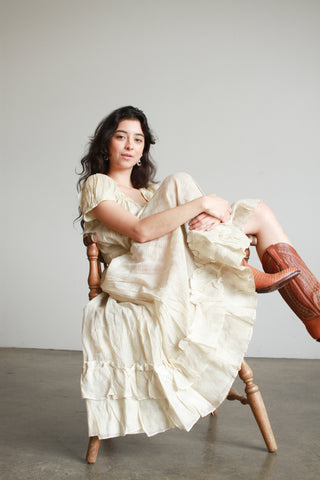 Antique Edwardian Cotton Batiste Ruffled Dress