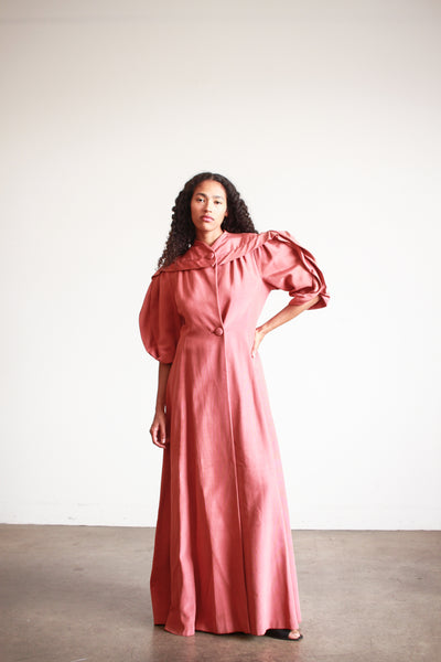 1950s I. Magnin Rose Gabardine Evening Coat
