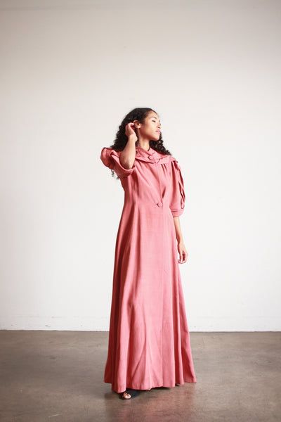 1950s I. Magnin Rose Gabardine Evening Coat