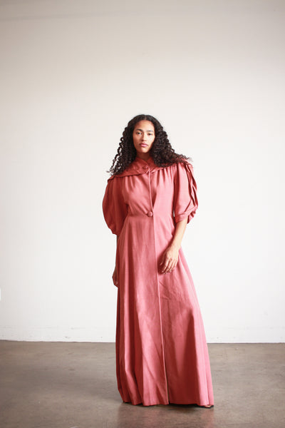 1950s I. Magnin Rose Gabardine Evening Coat