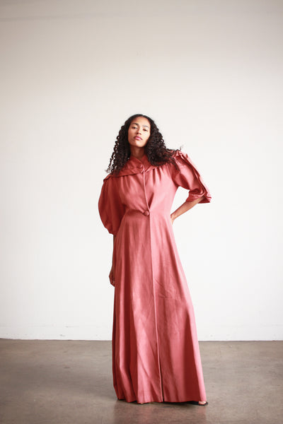 1950s I. Magnin Rose Gabardine Evening Coat