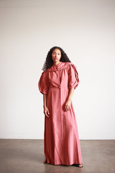 1950s I. Magnin Rose Gabardine Evening Coat