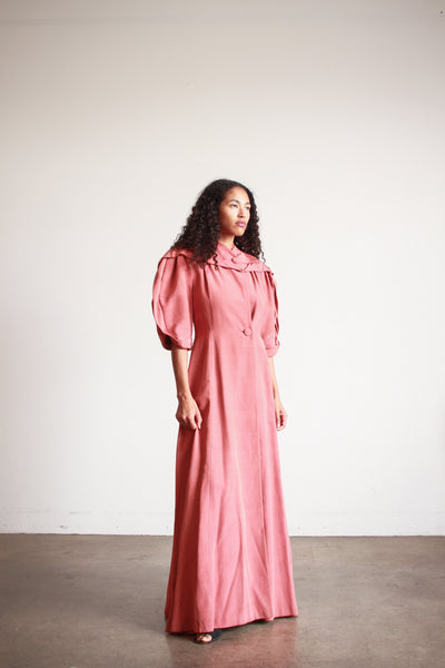 1950s I. Magnin Rose Gabardine Evening Coat