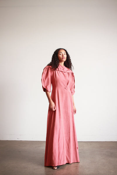 1950s I. Magnin Rose Gabardine Evening Coat