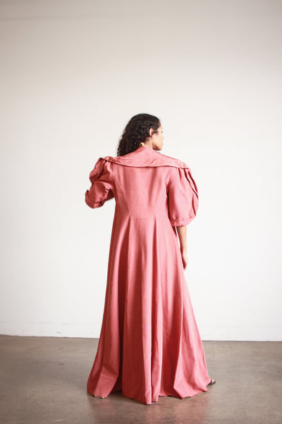 1950s I. Magnin Rose Gabardine Evening Coat