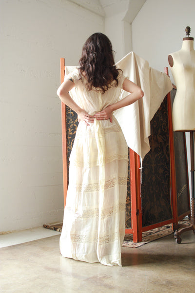 Edwardian Cotton Batiste Tiered Lace Dress