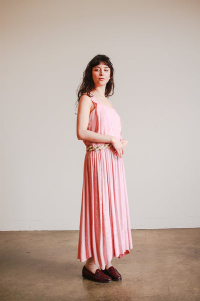 1920s Foxglove Pink Pongee Silk Dress