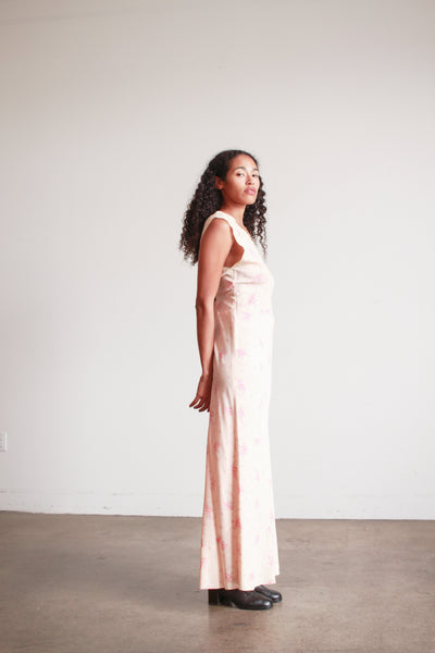 1930s Pale Pink Rosette Bias Nightgown