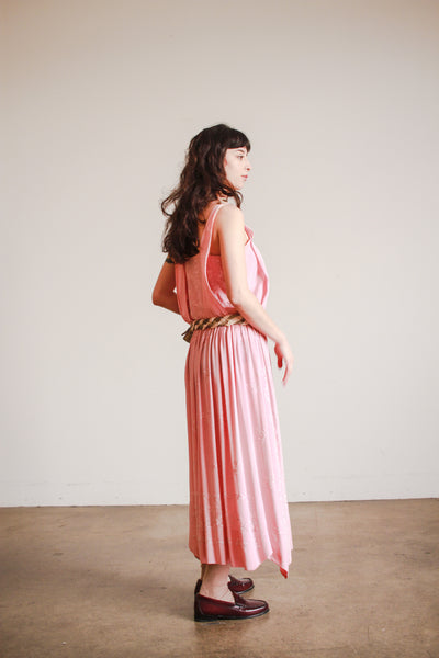 1920s Foxglove Pink Pongee Silk Dress