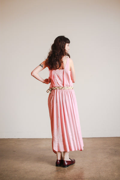 1920s Foxglove Pink Pongee Silk Dress