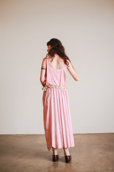 1920s Foxglove Pink Pongee Silk Dress