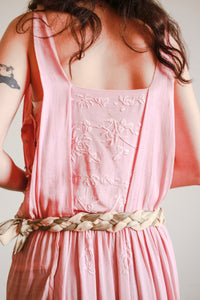 1920s Foxglove Pink Pongee Silk Dress