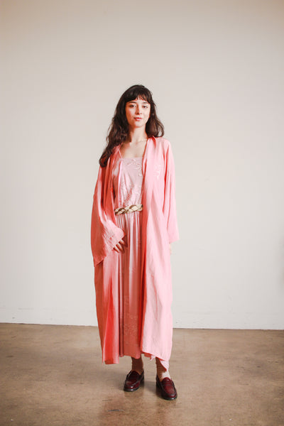 1940s Foxglove Pink Silk Kimono Robe