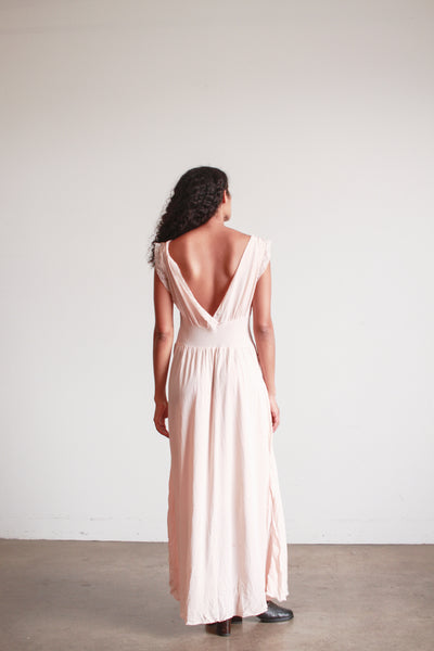 1940s Barbizon Baby Pink Silk Bow Trim Nightgown