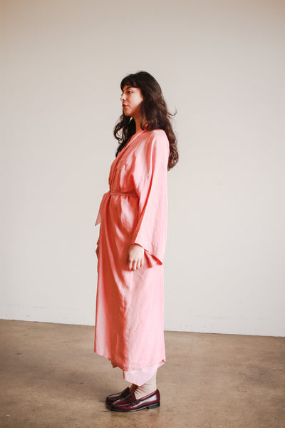 1940s Foxglove Pink Silk Kimono Robe