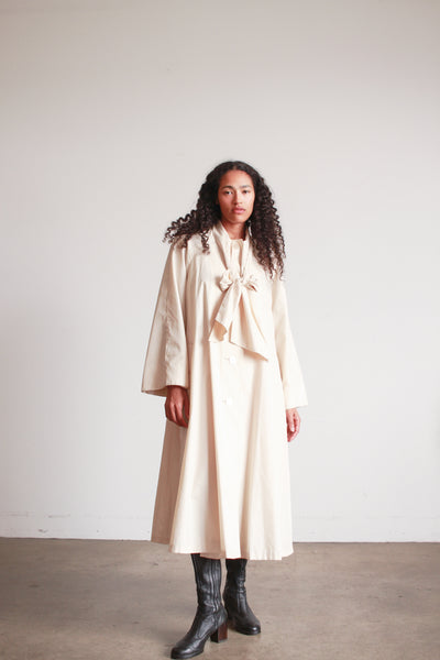 1960s Bonnie Cashin Beige Nylon Tie Neck Trench Coat