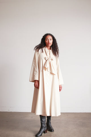 1960s Bonnie Cashin Beige Nylon Tie Neck Trench Coat