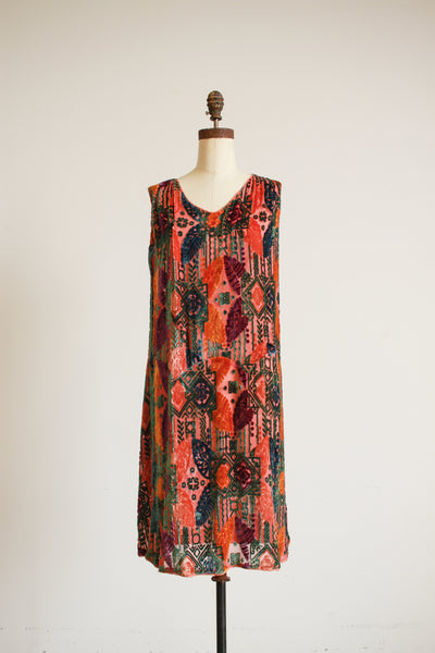 1920s Jewel Tone Devoré Velvet Deco Dress