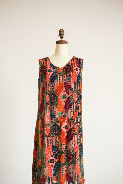 1920s Jewel Tone Devoré Velvet Deco Dress