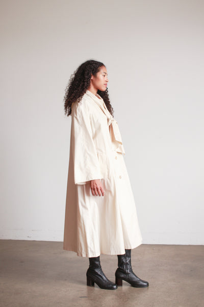 1960s Bonnie Cashin Beige Nylon Tie Neck Trench Coat