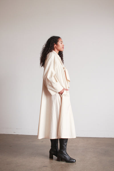 1960s Bonnie Cashin Beige Nylon Tie Neck Trench Coat