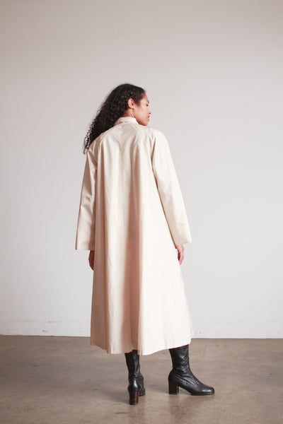 1960s Bonnie Cashin Beige Nylon Tie Neck Trench Coat